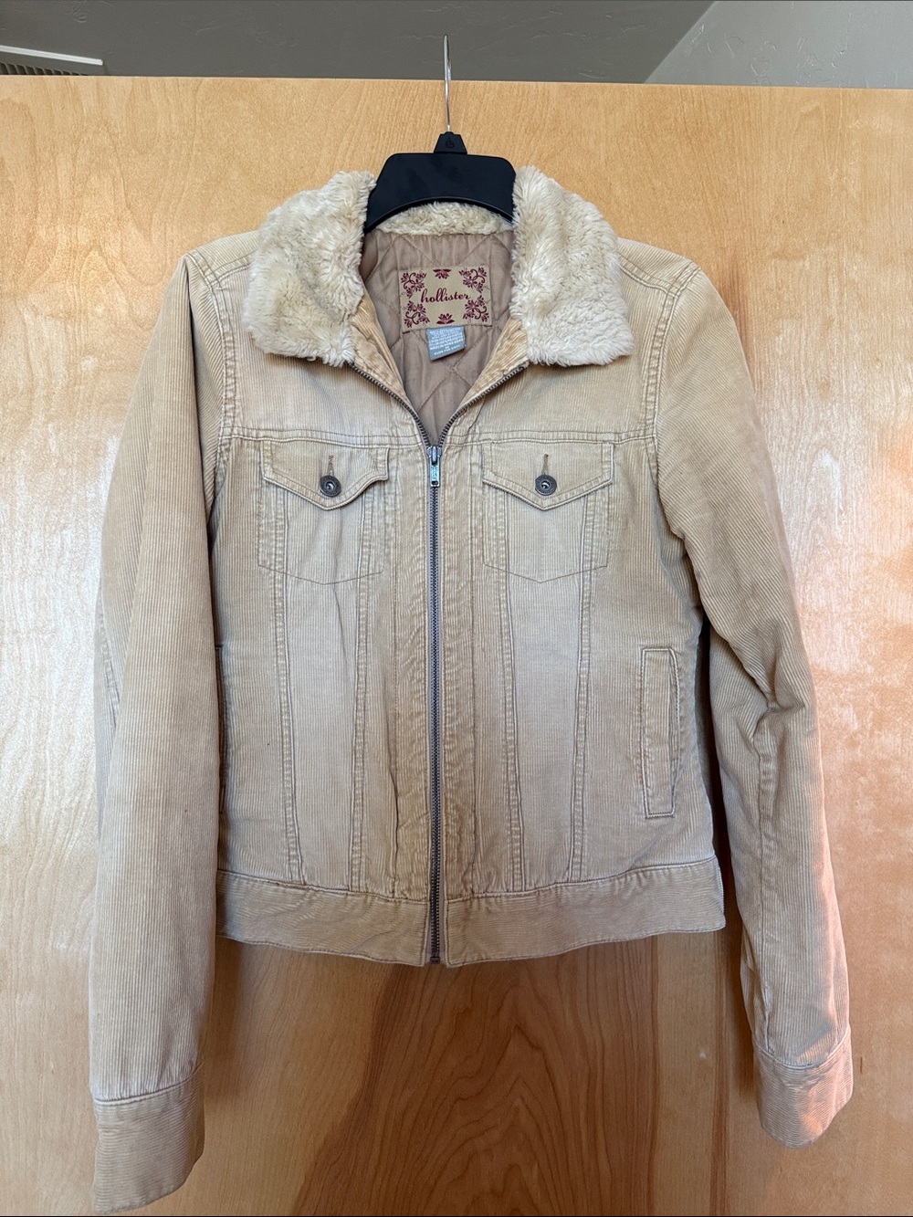 Hollister Beige Teddy Collar Corduroy Jacket